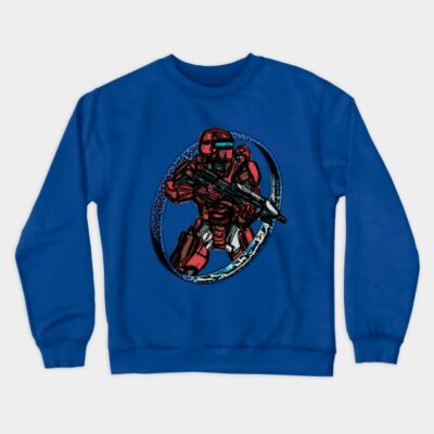 Halo Spartan Warrior Red Crewneck Sweatshirt Official Halo Merch Store Merch