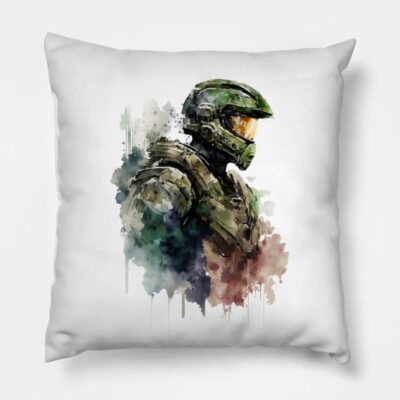 Halo Master Chief Watercolor Original Artwork Throw Pillow Official Halo Merch Store Merch