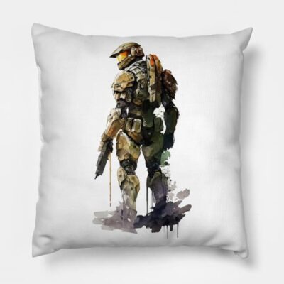 Halo Master Chief Watercolor Original Artwork Throw Pillow Official Halo Merch Store Merch