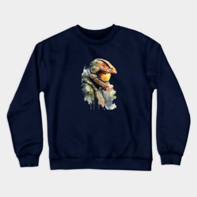 Halo Master Chief Watercolor Original Artwork Crewneck Sweatshirt Official Halo Merch Store Merch