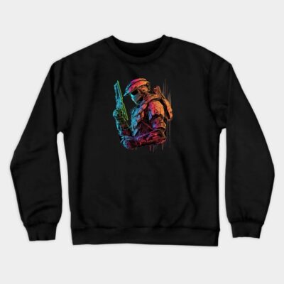 Halo Master Chief Neon Original Artwork Crewneck Sweatshirt Official Halo Merch Store Merch