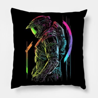 Halo Master Chief Neon Design Original Artwork Throw Pillow Official Halo Merch Store Merch