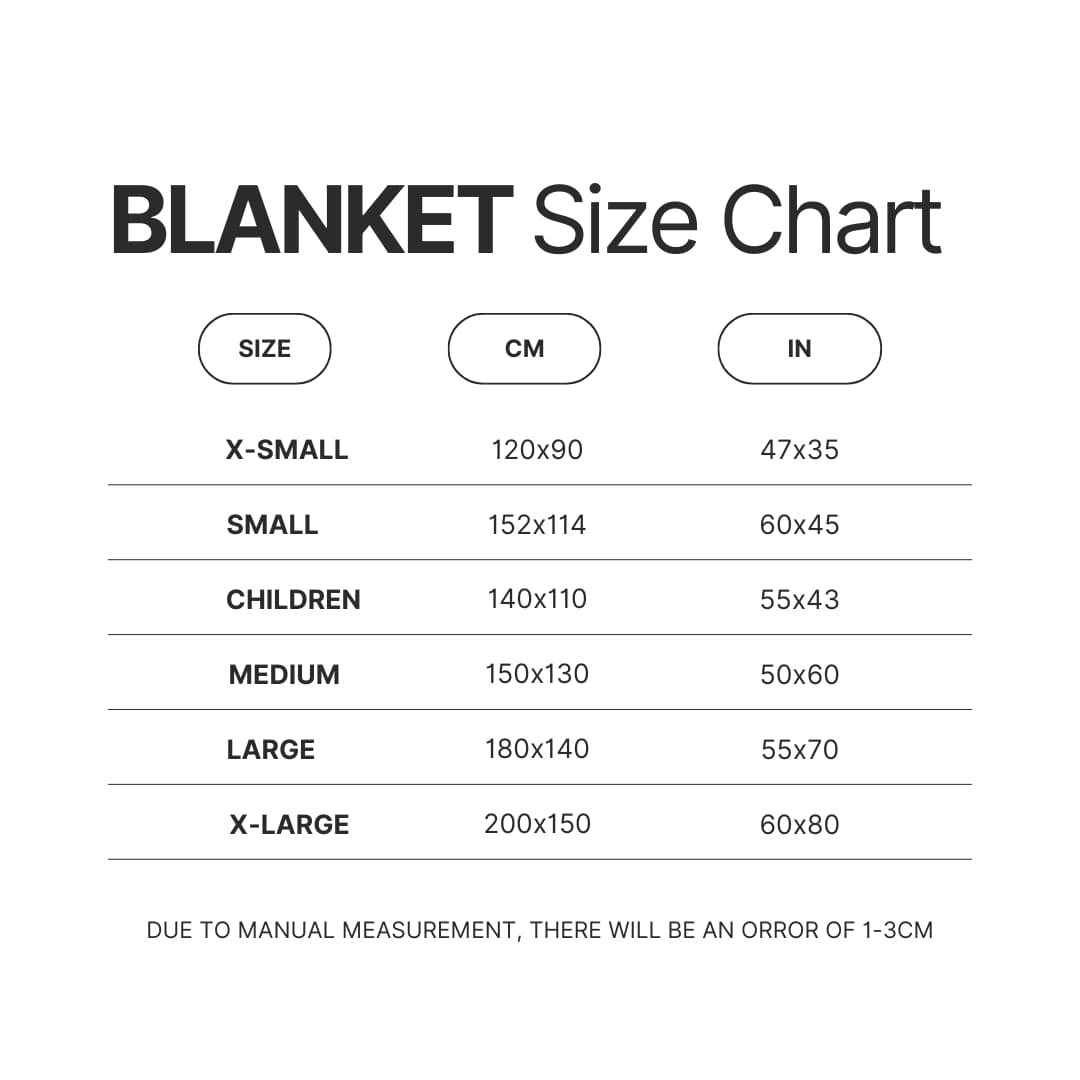 Blanket Size Chart - Halo Merch Store