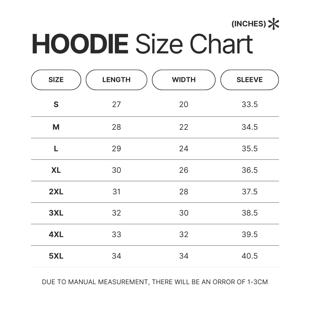 Hoodie Size Chart - Halo Merch Store