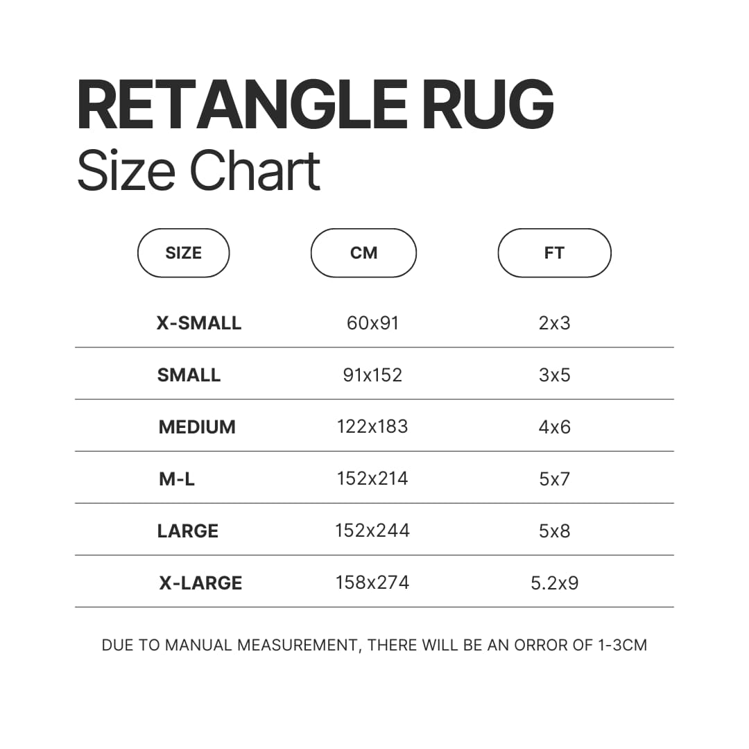 Retangle Rug Size Chart - Halo Merch Store