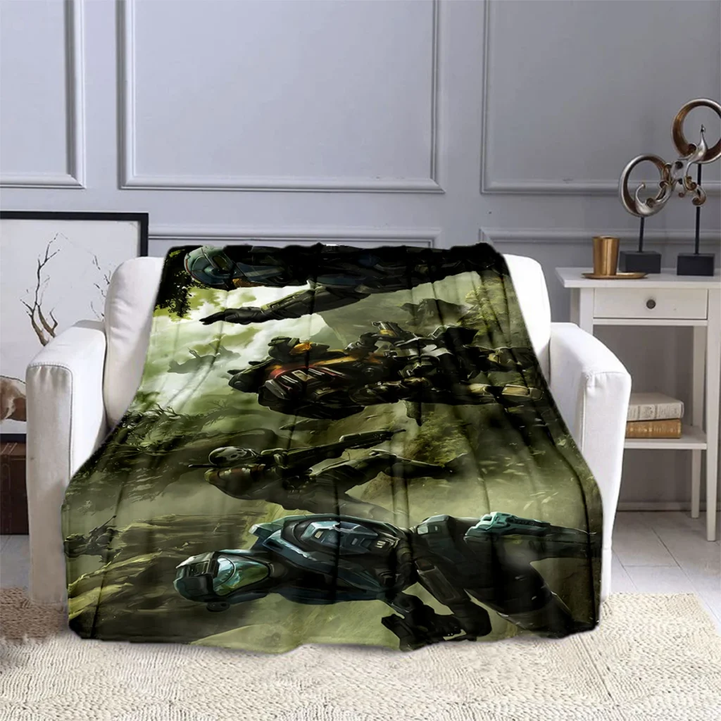 Shoot Game Halo Sergeant Blanket Children s Blanket High Quality Flannel Blanket Soft and Comfortable Home 6 - Halo Merch Store