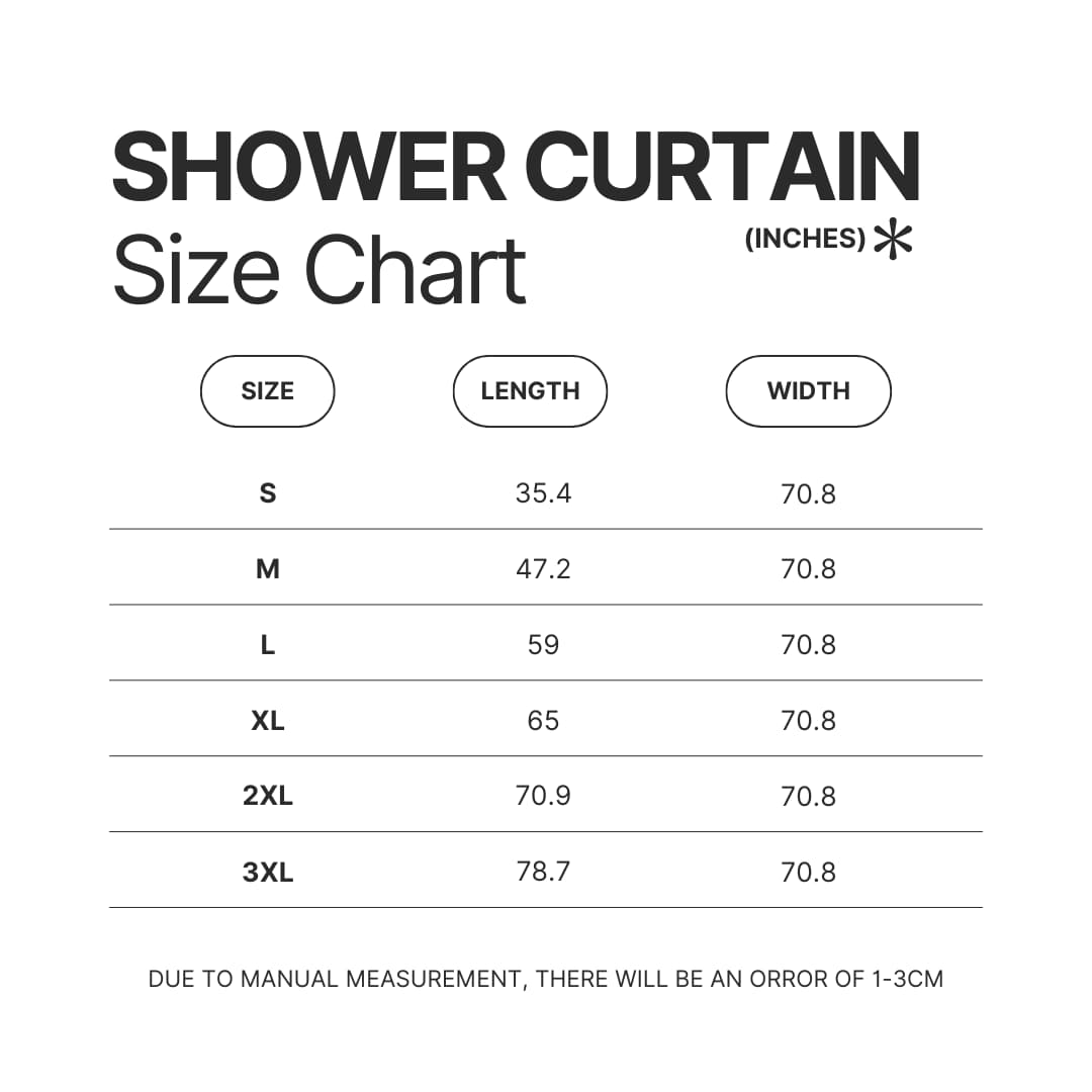 Shower Curtain Size Chart - Halo Merch Store