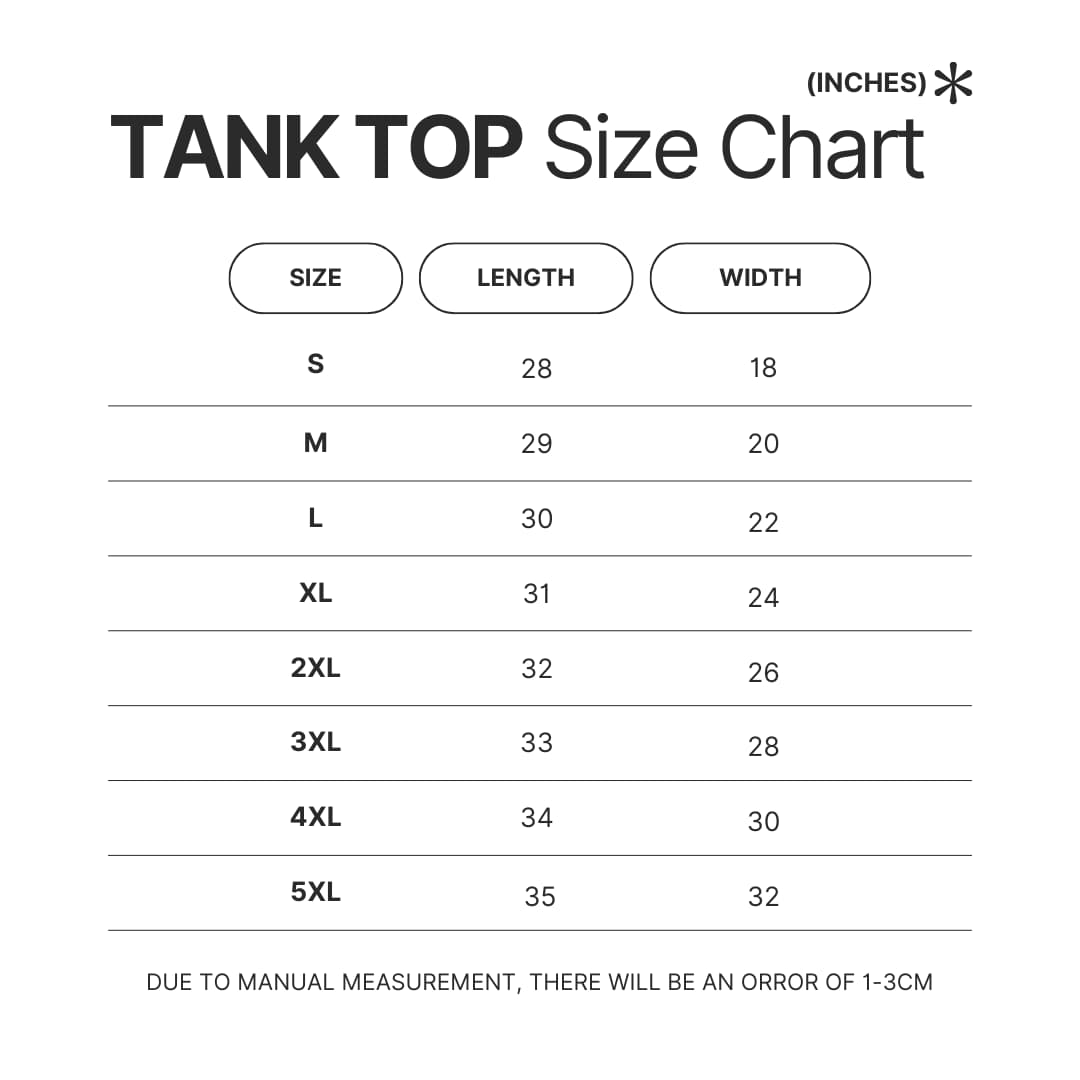 Tank Top Size Chart - Halo Merch Store