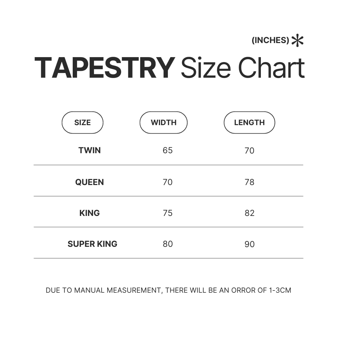 Tapestry Size Chart - Halo Merch Store