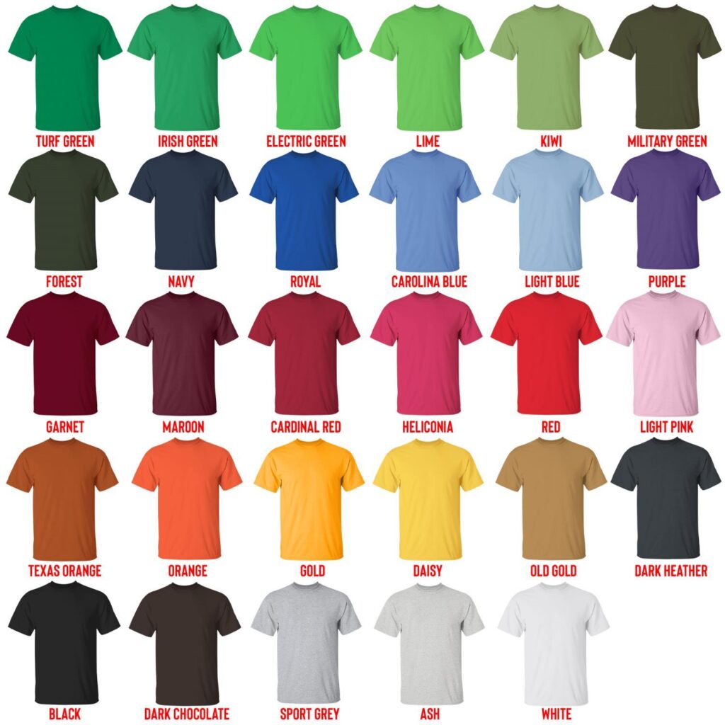 t shirt color chart - Halo Merch Store