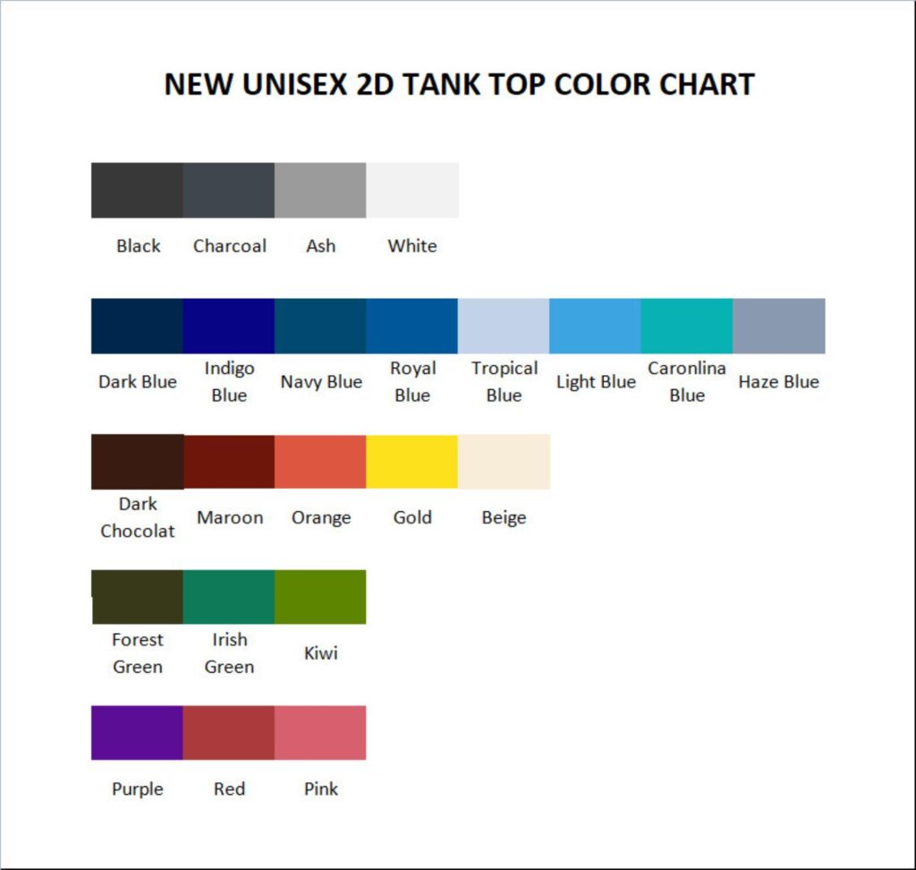 tank top color chart - Halo Merch Store